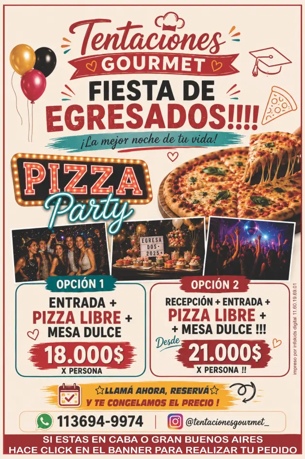 Tentaciones Gourmet - Fiestas de Egresados - Pizza Party